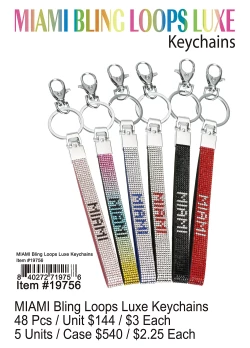 Miami Bling Loops Luxe Keychains 48 Pcs.